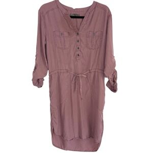 prAna Abbey Mauve Pink Long Sleeve Button-Up Shirt Dress Small Outdoor Gorpcore